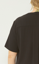 Load image into Gallery viewer, Curve Lydia Essential V-Neck Woven Short Sleeve Blouse - Black
