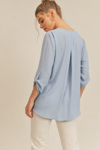 Load image into Gallery viewer, zSALE Daphne Surplice Drape Blouse - Dusty Blue
