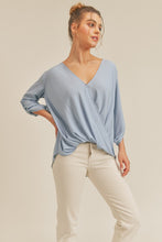 Load image into Gallery viewer, zSALE Daphne Surplice Drape Blouse - Dusty Blue
