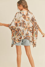 Load image into Gallery viewer, zSALE Earth Tones Abstract Tropical Print Kimono Cardigan - Multi
