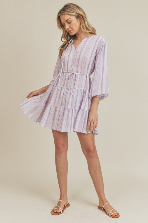 zSALE Ellis Striped Woven Dress - Purple Multi