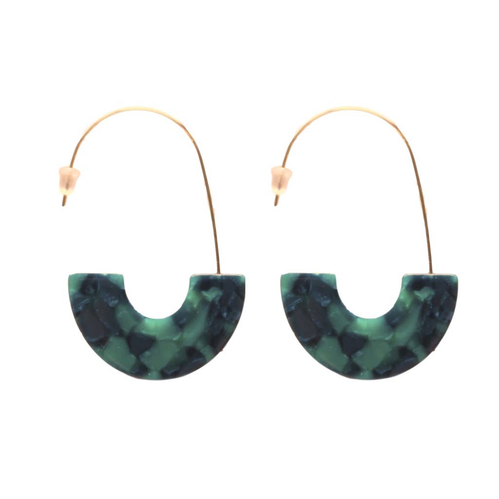 Emerald Green Tortoise Threader Earrings