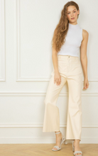 Load image into Gallery viewer, zSALE Etta High Waisted Faux Leather Wide Leg Pant - Cream
