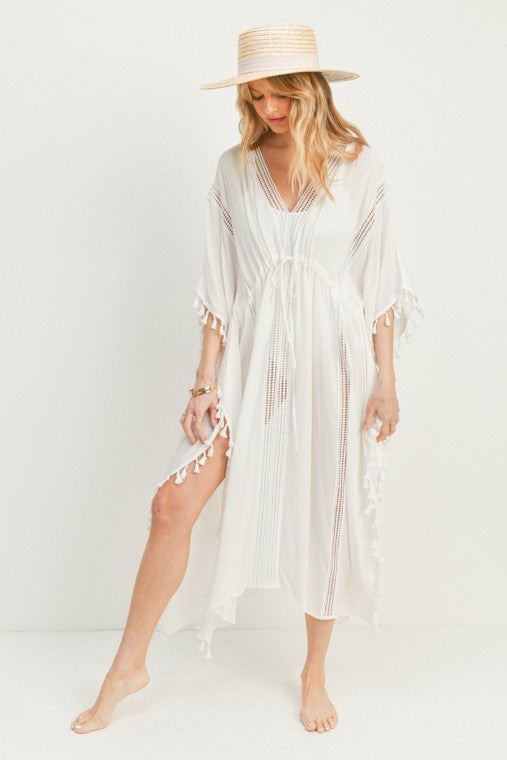 zSALE Evelyn Eyelet Kaftan Kimono Coverup Maxi - Off White