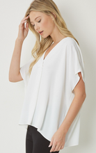 Load image into Gallery viewer, Everett Essential V-Neck Relaxed Fit Short Sleeve Blouse - Off White
