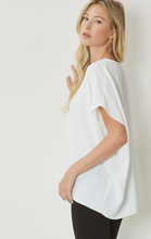Load image into Gallery viewer, Everett Essential V-Neck Relaxed Fit Short Sleeve Blouse - Off White
