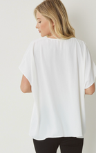 Load image into Gallery viewer, Everett Essential V-Neck Relaxed Fit Short Sleeve Blouse - Off White
