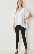 Load image into Gallery viewer, Everett Essential V-Neck Relaxed Fit Short Sleeve Blouse - Off White

