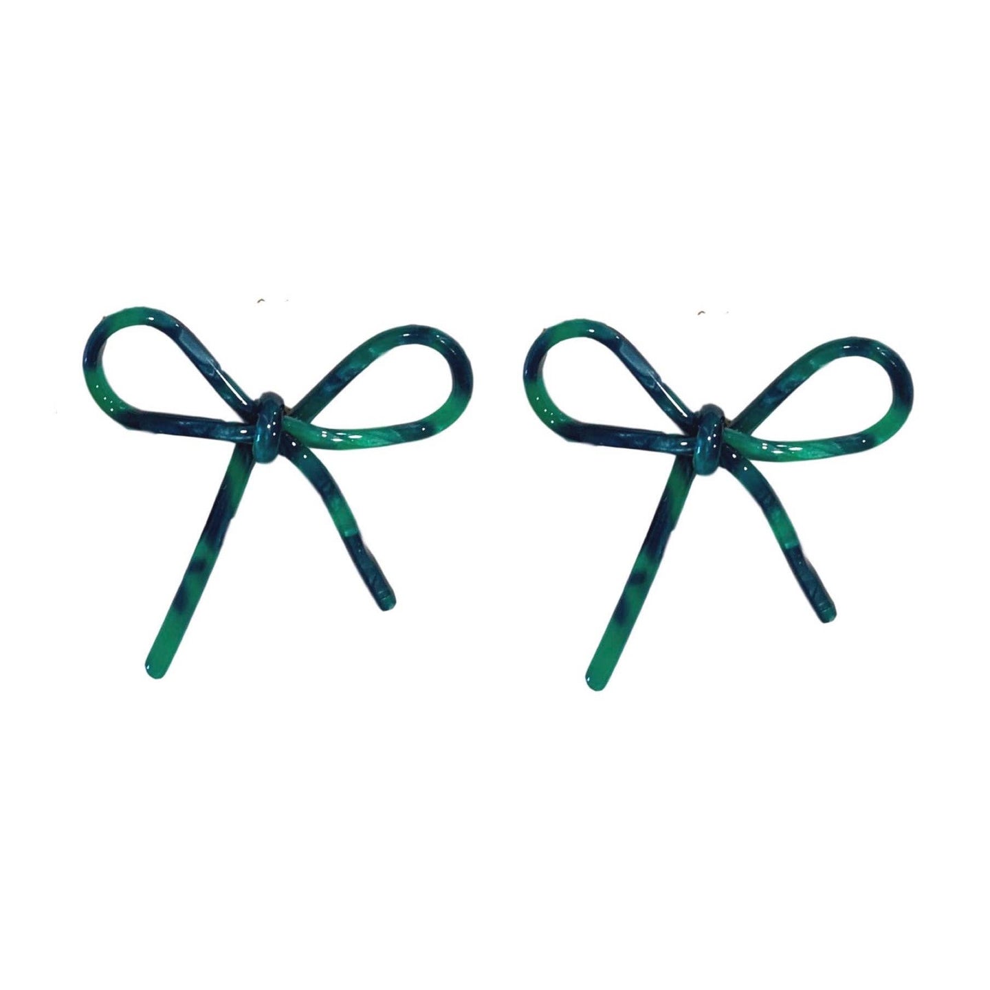 Emerald Green Tortoise Bow Earrings