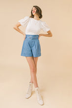 Load image into Gallery viewer, zSALE Fira Lace Contrast Puff Sleeve Knit Blouse - White
