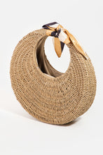 Load image into Gallery viewer, zSALE Gwyn Round Straw Braided Circle Scarf Handbag
