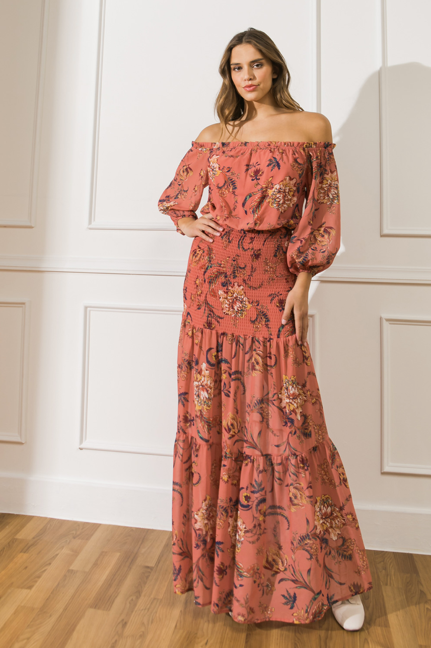 zSALE Harlow Printed Off the Shoulder Maxi Dress