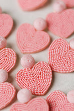 Load image into Gallery viewer, Beaded Heart Shaped Earrings - Pink

