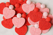 Load image into Gallery viewer, Beaded Heart Shaped Earrings - Pink

