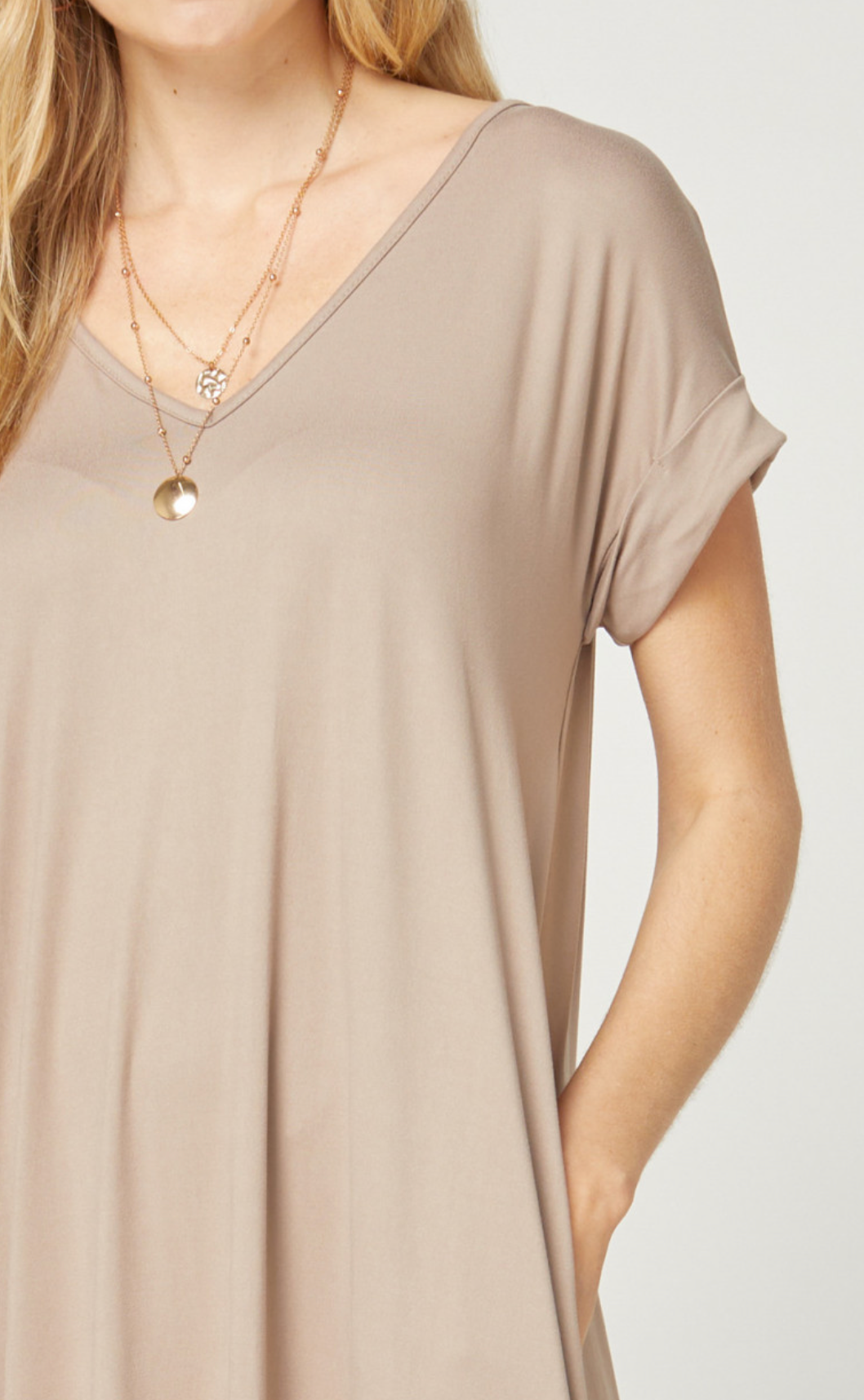 Cove Jersey Knit V-Relaxed Fit T-Shirt Maxi Dress - Sand