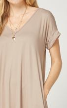 Load image into Gallery viewer, Cove Jersey Knit V-Relaxed Fit T-Shirt Maxi Dress - Sand
