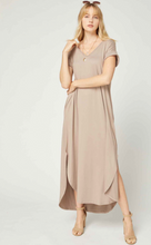 Load image into Gallery viewer, Cove Jersey Knit V-Relaxed Fit T-Shirt Maxi Dress - Sand
