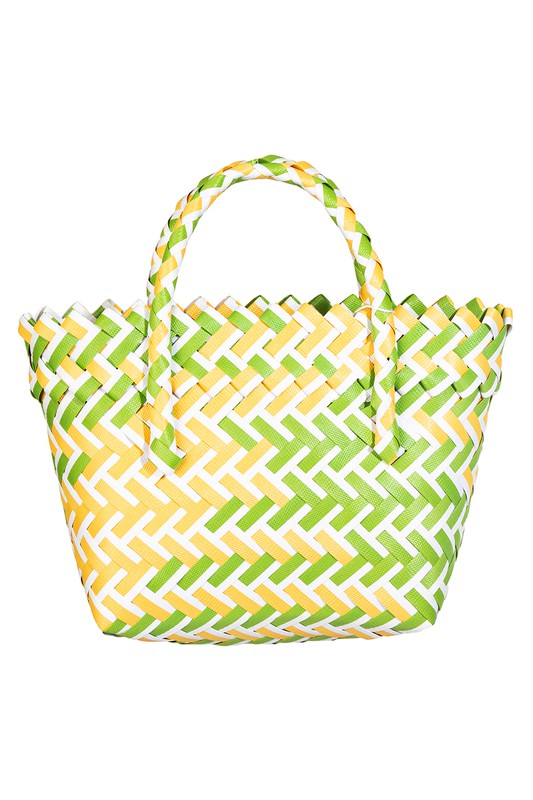 zSALE Josie Basketweave Woven Mini Tote - Lime & Yellow