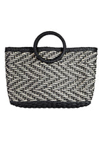 Load image into Gallery viewer, zSALE Kendra Striped Basket Weave Top Handle Handbag - Black/White
