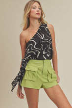 Load image into Gallery viewer, zSALE Kenna One Shoulder Side Tie Blouse - Black Swirl
