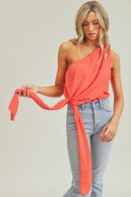 Load image into Gallery viewer, zSALE Kenna One Shoulder Side Tie Blouse - Red
