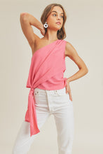 Load image into Gallery viewer, zSALE Kenna One Shoulder Side Tie Blouse - Pink
