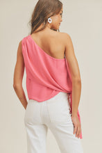 Load image into Gallery viewer, zSALE Kenna One Shoulder Side Tie Blouse - Pink
