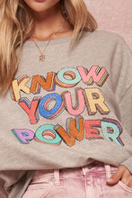 Load image into Gallery viewer, Know Your Power Vintage Long Sleeve Graphic Sweatshirt - Heather Grey
