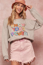 Load image into Gallery viewer, Know Your Power Vintage Long Sleeve Graphic Sweatshirt - Heather Grey
