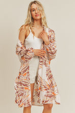 Load image into Gallery viewer, zSALE Kora Abstract Printed Long Sleeve Kimono Cover-Up - Orange Multi
