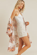 Load image into Gallery viewer, zSALE Kora Abstract Printed Long Sleeve Kimono Cover-Up - Orange Multi
