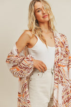 Load image into Gallery viewer, zSALE Kora Abstract Printed Long Sleeve Kimono Cover-Up - Orange Multi
