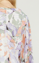 Load image into Gallery viewer, zSALE Lavender Sage Floral Print V-Neck Pleated Sleeve Blouse
