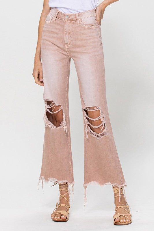 Leslie High Waisted 90s Vintage Crop Flare - July Song Mauve