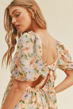 Load image into Gallery viewer, zSALE Lillian Tie Back Floral Print Babydoll Mini Dress - Purple Coral
