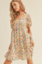 Load image into Gallery viewer, zSALE Lillian Tie Back Floral Print Babydoll Mini Dress - Purple Coral
