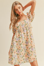 Load image into Gallery viewer, zSALE Lillian Tie Back Floral Print Babydoll Mini Dress - Purple Coral
