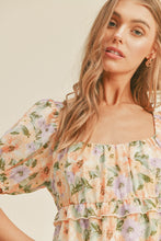 Load image into Gallery viewer, zSALE Lillian Tie Back Floral Print Babydoll Mini Dress - Purple Coral

