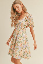 Load image into Gallery viewer, zSALE Lillian Tie Back Floral Print Babydoll Mini Dress - Purple Coral
