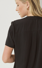 Load image into Gallery viewer, Lydia Essential V-Neck Woven Short Sleeve Blouse - Black
