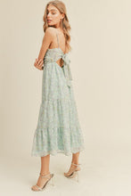 Load image into Gallery viewer, zSALE Madelyn Tie Back Floral Print Midi Dress - Aqua Multi
