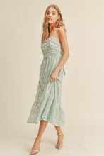 Load image into Gallery viewer, zSALE Madelyn Tie Back Floral Print Midi Dress - Aqua Multi
