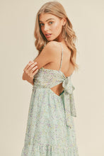 Load image into Gallery viewer, zSALE Madelyn Tie Back Floral Print Midi Dress - Aqua Multi
