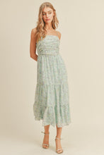 Load image into Gallery viewer, zSALE Madelyn Tie Back Floral Print Midi Dress - Aqua Multi
