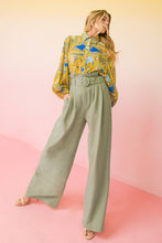 Load image into Gallery viewer, zSALE Maren High Waisted Paper Bag Wide Leg Belted Woven Pant - Sage
