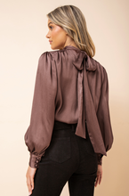 Load image into Gallery viewer, zSALE Melanie Bow Neck Long Sleeve Woven Blouse - Rosewood
