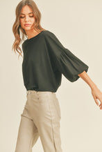 Load image into Gallery viewer, Melody Knit Bubble Sleeve Blouse - Black
