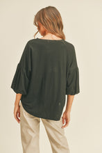 Load image into Gallery viewer, Melody Knit Bubble Sleeve Blouse - Black
