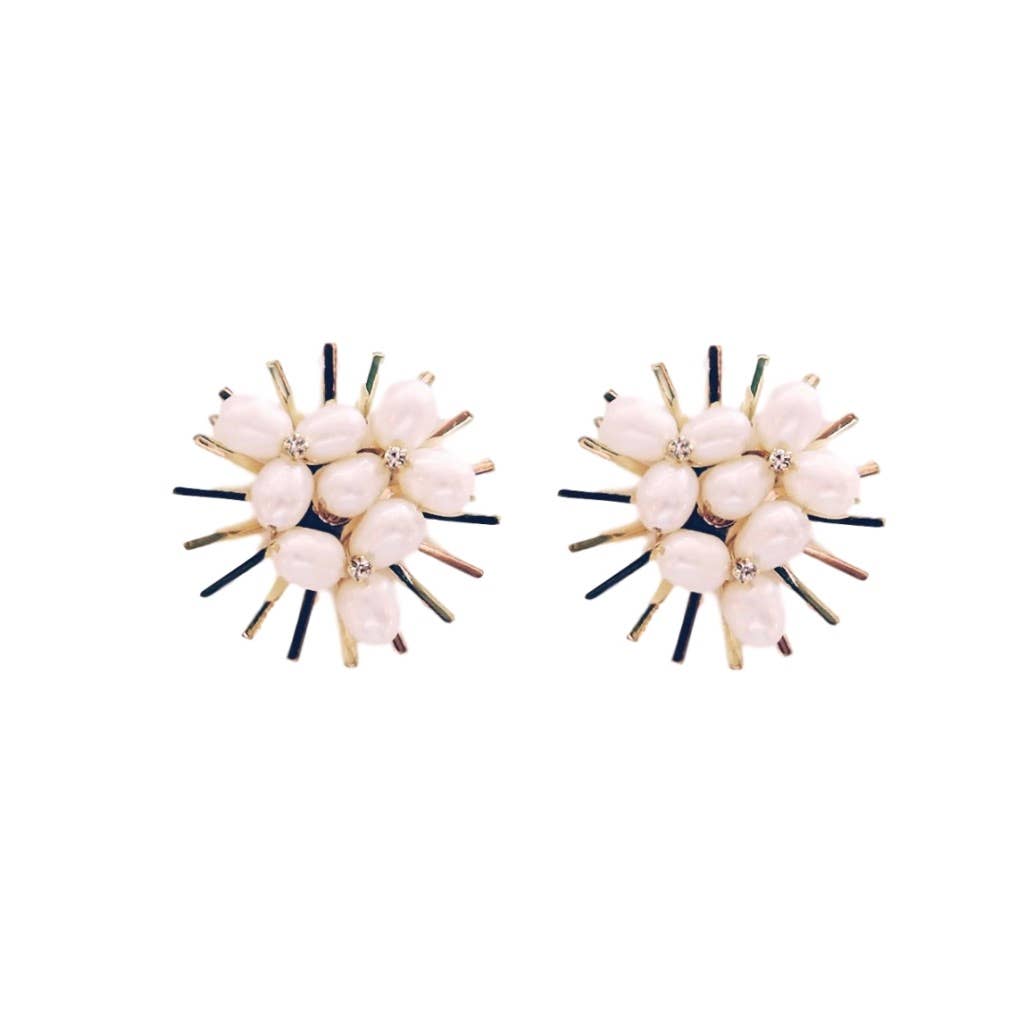 Modern Gold Pearl Burst Earrings