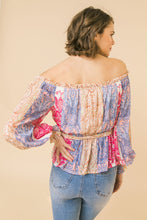 Load image into Gallery viewer, zSALE Mykonos Printed Off The Shoulder Tie Waist Blouse
